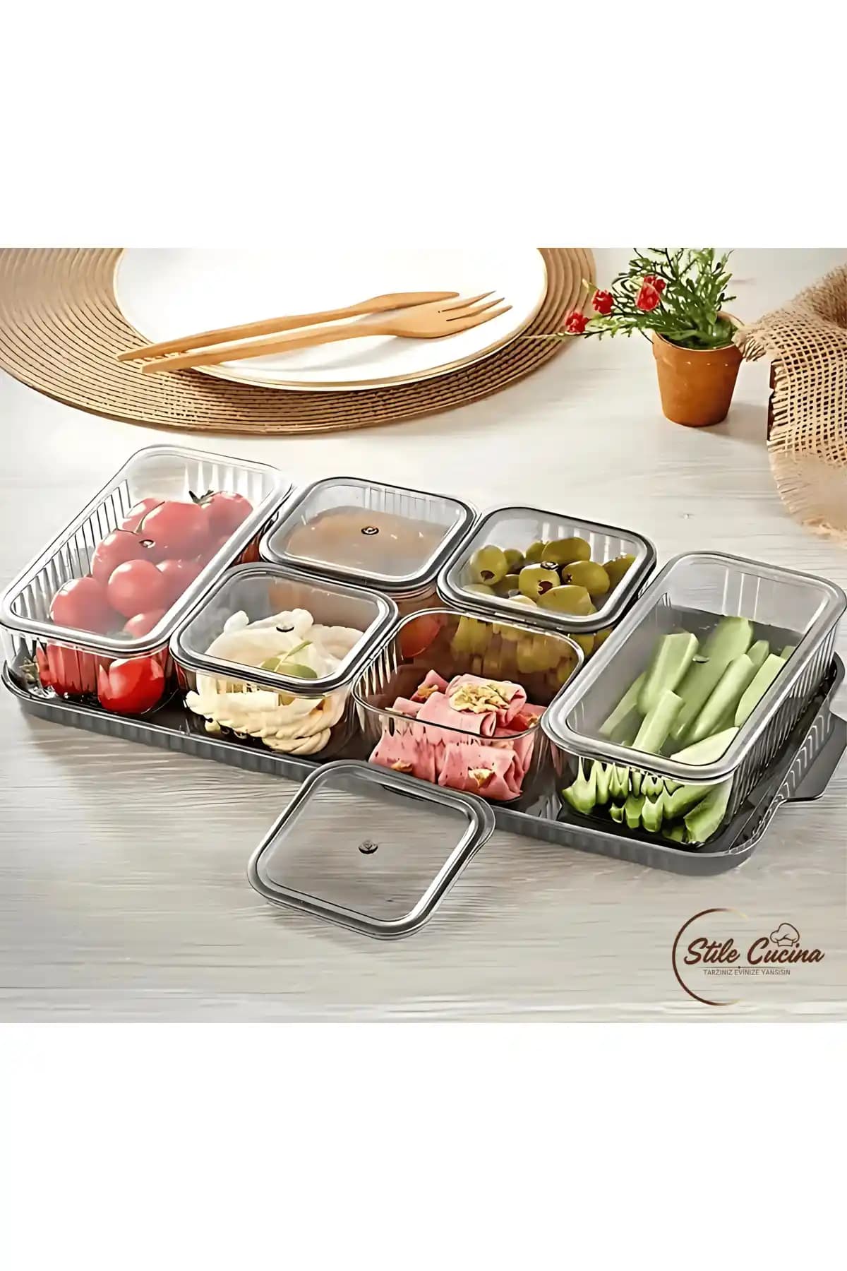 Stile Cucina 6 Bölmeli Kapaklı Akrilik Kahvaltılık Seti ile Mutfakta Düzen