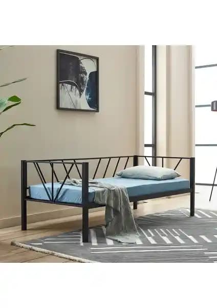 Unimet Alchera Daybed Tek Kişilik Siyah Metal Sedir - Sağlam ve Modern Tasarım