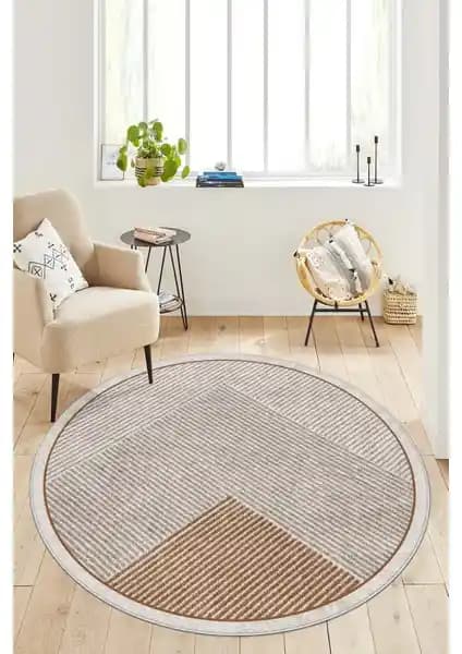 West Home Dijital Baskılı Yuvarlak Halı: Makinede Yıkanabilir, Kaymaz Tabanlı ve Antibakteriyel