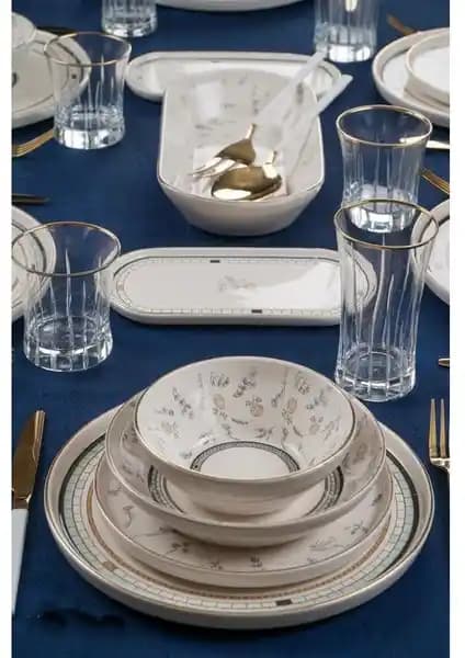 Acar Sofia 6 Kişilik 27 Parça Porselen Yemek Takımı Modern ve Şık Tasarım