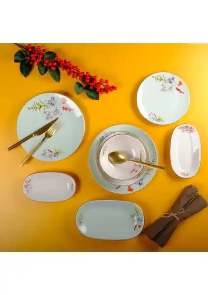 Aryıl<dı>z Violet 29 Parça Çok Renkli Porselen Yemek Takımı 6 Kişilik Şık ve Dayanıklı