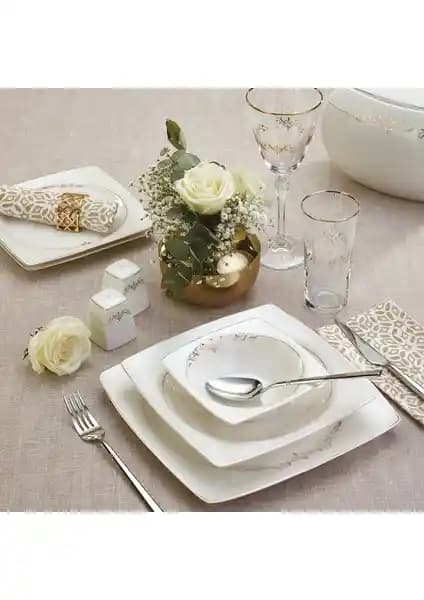 Emsan Lorella Gold 61 Parça 12 Kişilik Porselen Yemek Takımı Şıklık ve Dayanıklılık