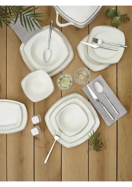 Emsan Nergis 60 Parça Porselen Yemek Takımı 12 Kişilik Dayanıklı ve Şık Tasarım