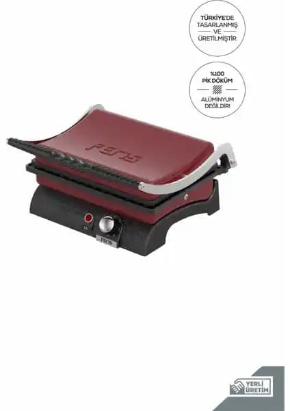 Feris Döküm Tost Makinesi Bordo Renkli Güçlü ve Dayanıklı Tasarım ile Mükemmel Lezzetler