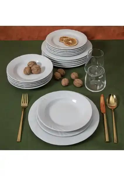 Güral 18 Parça Soprano Yemek Seti: Şık ve Dayanıklı Modern Porselen Takım
