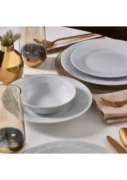 Güral Porselen Alfa 24 Parça 6 Kişilik Modern ve Şık Yemek Takımı Detayları