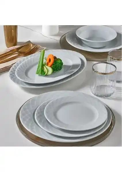 Güral Porselen Alfa 51 Parça Yemek Takımı Modern ve Şık Tasarımıyla Günlük ve Özel Kullanım İçin