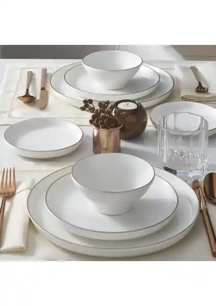 Güral Porselen Bilbao 16 Parça 4 Kişilik Bone Yemek Takımı Modern ve Şık Tasarım
