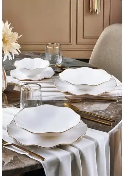 Güral Porselen Nesrin Gold 24 Parça Yemek Takımı Estetik ve Dayanıklılık Sunar