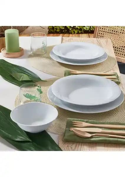 Güral Porselen Soprano 18 Parça 6 Kişilik Rölyefli Yemek Takımı Modern ve Şık Tasarımıyla