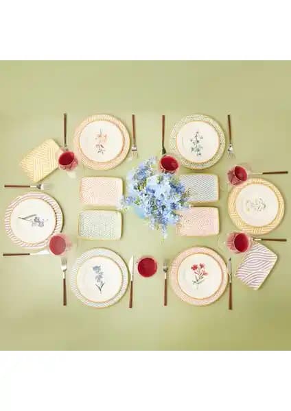 Karaca Botanica 18 Parça Stoneware Yemek ve Kahvaltı Takımı, Dayanıklı ve Şık Tasarım
