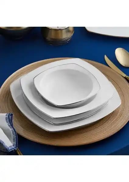 Karaca Square Bone Chiara 60 Parça 12 Kişilik Modern Porselen Yemek Takımı