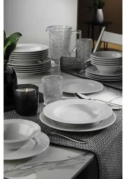 Kütahya Porselen Açelya 24 Parça 6 Kişilik Yemek Takımı Zarif ve Dayanıklı Tasarımıyla