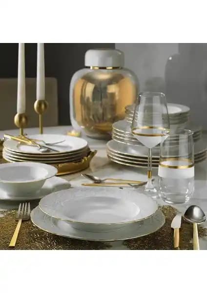 Kütahya Porselen Başak 24 Parça Altın Fileli Yemek Takımı Şık ve Fonksiyonel Tasarım