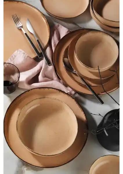 Kütahya Porselen Pearl Moderna 24 Parça 6 Kişilik Yemek Takımı Yavruağzı Renkle Şık ve Modern Tasarım