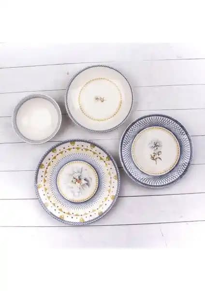 Marianna Yemek Takımı 24 Parça Renkli ve Dayanıklı Porselen Seti Günlük ve Özel Kullanım İçin