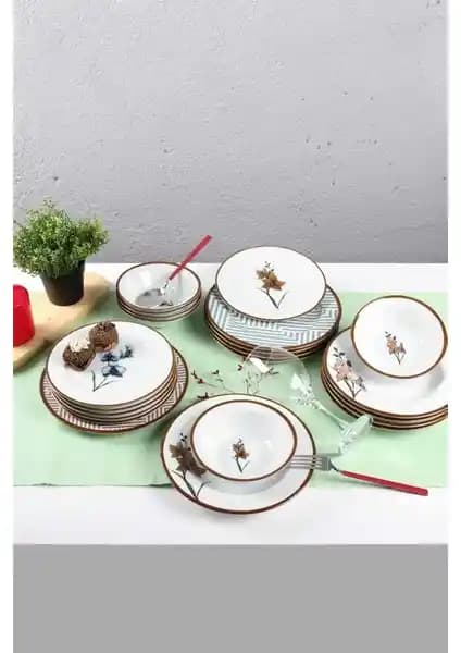 Porland Azelya 24 Parça 6 Kişilik Porselen Yemek Takımı Şıklık ve Dayanıklılık