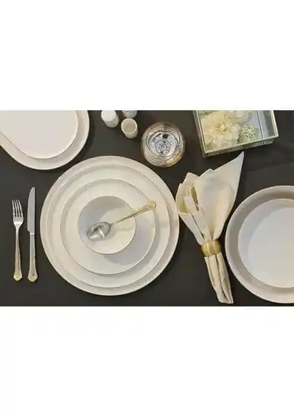 Porland Chopin Altın 60 Parça Yemek Takımı Şık ve Dayanıklı Porselen Seti