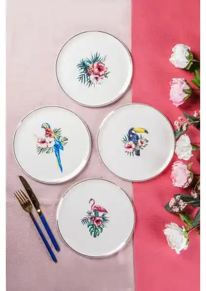 Porland Exotic Desen Pasta Tabağı Seti: Tropikal Temalı Modern ve Dayanıklı Sofra Takımı