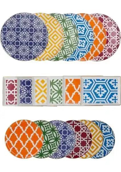 Porland Morocco 18 Parça Servis ve Kahvaltı Seti Mürdüm Renkli Porselen Şık Takım