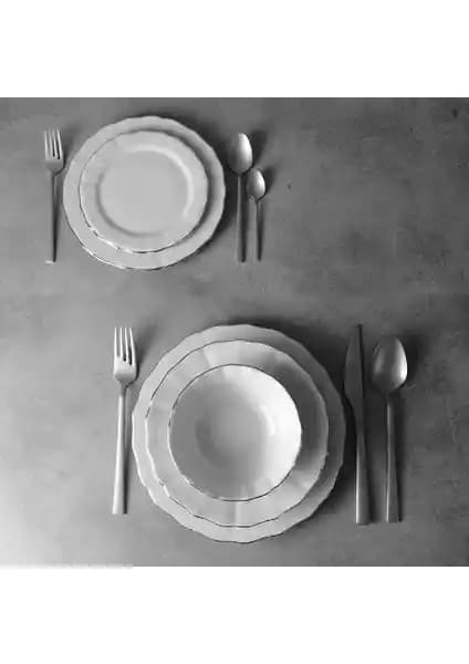 Porland Platin Bant 12 Kişilik Porselen Yemek Takımı Şık ve Dayanıklı Tasarım