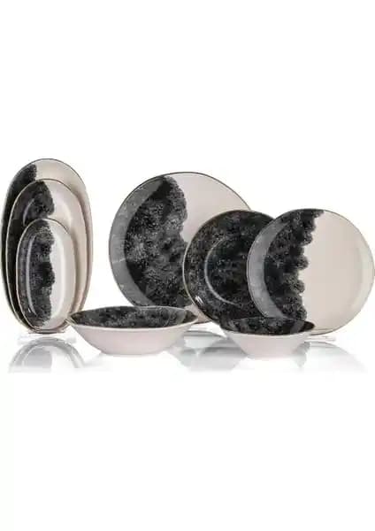 Schafer Haze Siyah 55 Parça Yemek Takımı Modern ve Şık Tasarımıyla Ev Sofralarına Uyum Sağlar