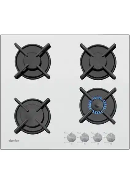 Simfer 3036 Dg Gaz Emniyetli Beyaz Cam Ocak Modern Mutfaklar İçin Uygun