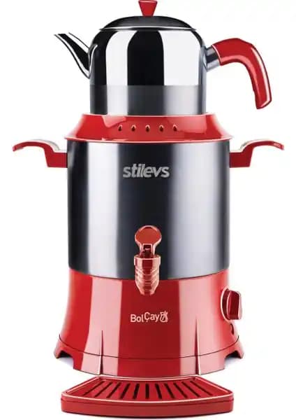 Stilevs Çelik Lux Semaver Kırmızı - Modern Tasarım ve Yüksek Performanslı Çay Demleme Cihazı