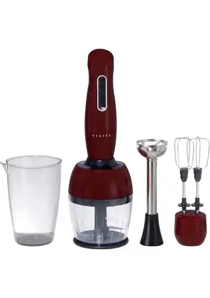 Vestel Retro Bordo El Blender Seti Güçlü Performans ve Estetik Tasarım Bir Arada