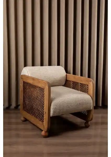 Aberteka Anita Ahşap Hazeranlı Bukle Kumaş Berjer: Modern ve Şık Oturma Mobilyası Çözümü