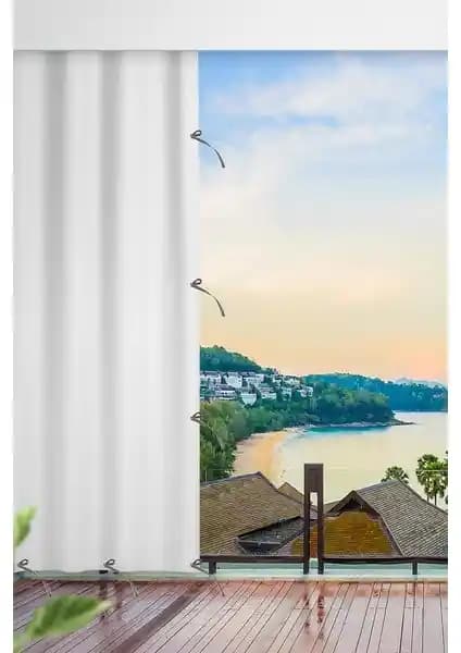 Altın Pamuk Balkon Perdesi Beyaz - Dayanıklı, Şık ve Çok Ölçü Seçeneği ile Modern Balkon Dekoru