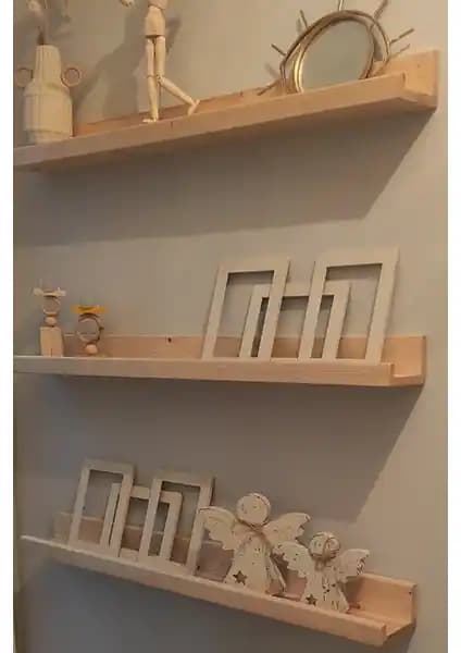 Anra Duvar Raf Resim Çerçeve Rafı 120 cm Ham Ahşap - Dayanıklı ve Estetik Tasarım