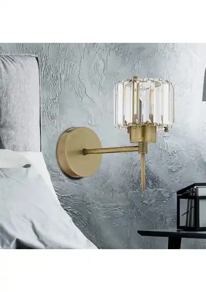 Apliqa Sadem Eskitme Kristal Taşlı Duvar Lambası Modern ve Vintage Tarz İçin Uygun