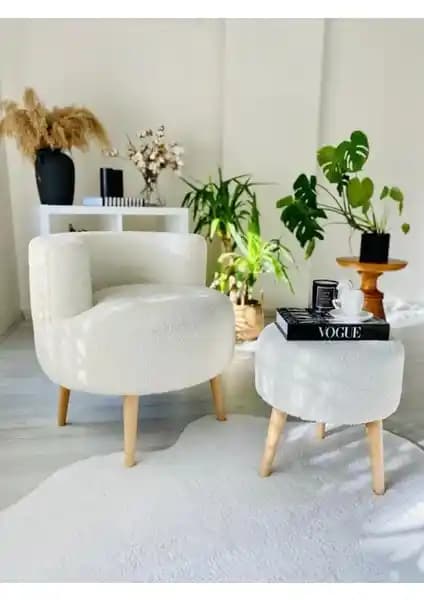 Ars Mobilya Modern Çay Seti Tekli Koltuk ve Puf Takımı ile Şık Oturma Çözümü