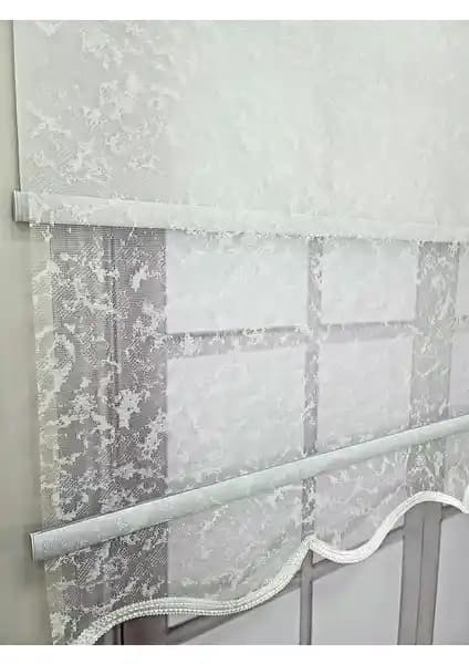 BBB Bulut Desenli Çift Mekanizmalı Tül Stor Perde Yüksek Kalite ve Estetik Özelliklerle