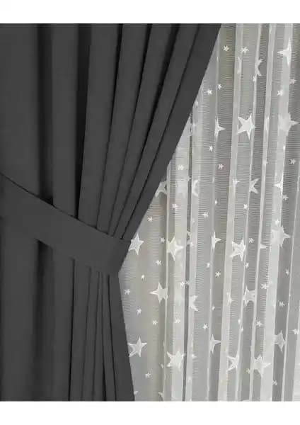 BD Beyaz Dokuma Antrasit Gri Pileli Fon Perde Modern ve Şık Tasarımıyla Öne Çıkıyor