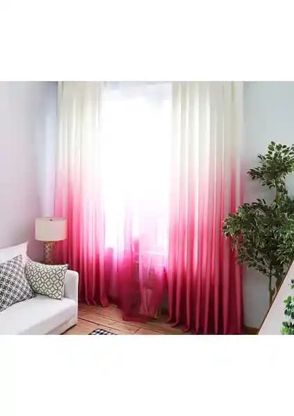 Belle Cose Degrade Renk Geçişli Pembe Tül Perde: Modern ve Şık Dekorasyon İçin Uygun Çözüm