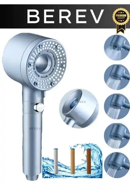 Berev 5 Fonksiyonlu Filtreli Su Tasarruflu Duş Başlığı Modern Tasarım ve Çok Fonksiyon ile Öne Çıkıyor