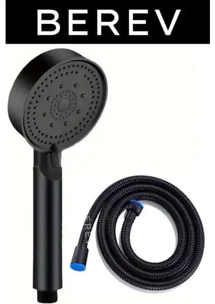 Berev 5 Fonksiyonlu Yüksek Basınçlı Duş Seti Siyah Modern Tasarım ve Yüksek Performans