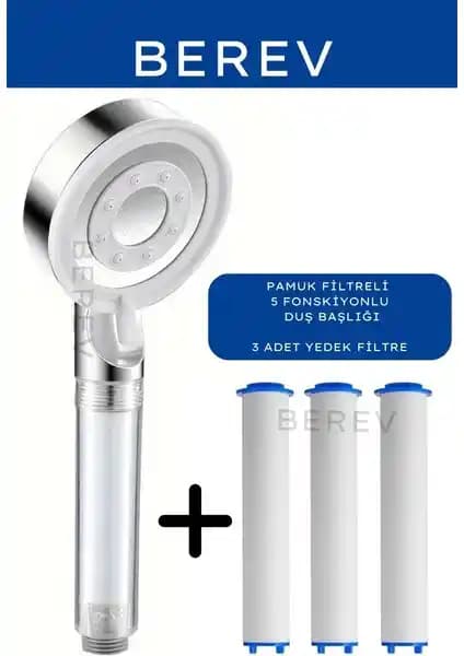 Berev Filtreli 5 Fonksiyonlu Krom Yüksek Basınçlı Duş Başlığı Ürün Tanıtımı ve Özellikleri