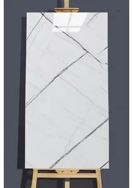 BienHome 30x60 cm Beyaz Siyah Mermer Desenli Kendinden Yapışkanlı Duvar Paneli