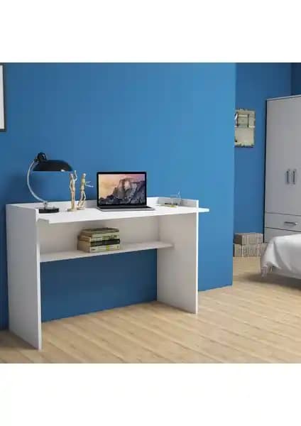 Bimossa Nazende Beyaz Çalışma Masası 118 cm modern ve dayanıklı ofis ve ev kullanımı için ideal