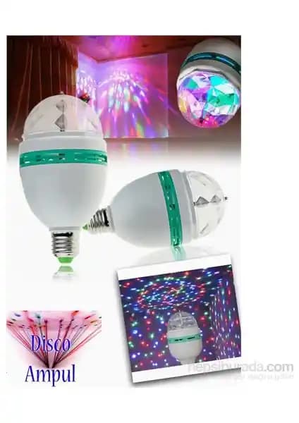 Cix LY-399 Renkli Led Döner Başlıklı Disko Ampulü Ev ve Mekan Dekorasyonu İçin Uygun
