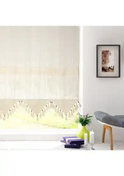 Cotton Studio Pamuklu Ara Güpürlü Natural Çizgili Tül Perde Ev Dekorasyonunda Şıklık ve Fonksiyonellik