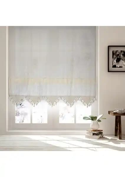 Cotton Studio Pamuklu Ara Güpürlü Natural Tül Perde: Şık ve Dayanıklı Ev Dekorasyonu Seçeneği