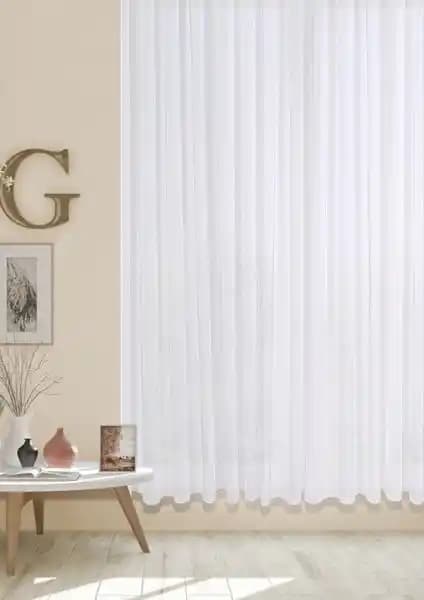 Cotton Studio Taç Keten 1/2 Seyrek Pile Tül Perde Modern ve Şık Dekorasyon İçin Uygun