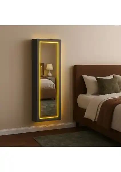Decobox Paris LED Ayıldırmalı Boy Aynalı Takı Dolabı Şık ve Fonksiyonel Tasarım