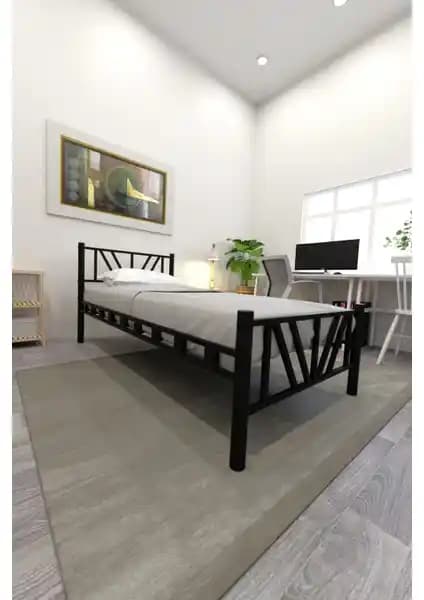 Decofer Smyrna Tek Kişilik Metal Karyola Modern ve Dayanıklı Yatak Odası Çerçevesi