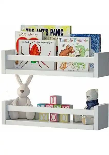 Decomira Çocuk Odası Eğitici Kitaplık 2'li Duvar Raf Seti - Dayanıklı ve Şık Tasarım