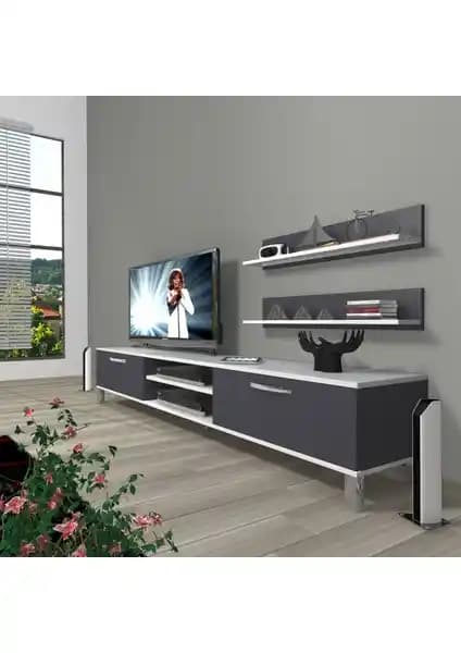 Decoraktiv Eko 4 MDF DVD Krom Ayaklı TV Ünitesi Modern ve Dayanıklı Tasarım